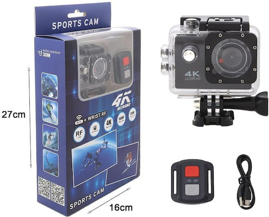 560011 Action Camera 4K Ultra HD Υποβρύχια (με Θήκη) Μαύρη