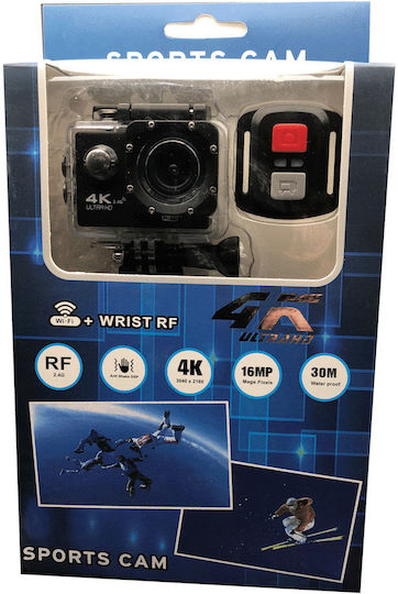 560011 Action Camera 4K Ultra HD Υποβρύχια (με Θήκη) Μαύρη
