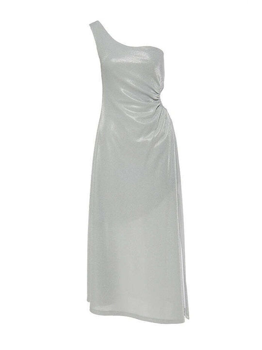 Maxi Abendkleid mit Schlitz Silber