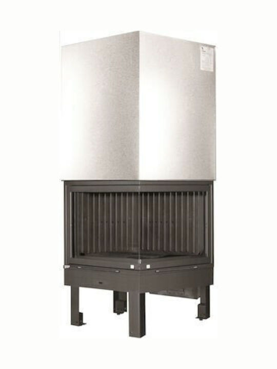CHytiria Misailidi T-60 Corner Șemineu cu inserție Lemn Ventilație 14.5kW Colțul stâng cu ușă glisantă de cabinet Rezervor de expansiune închis