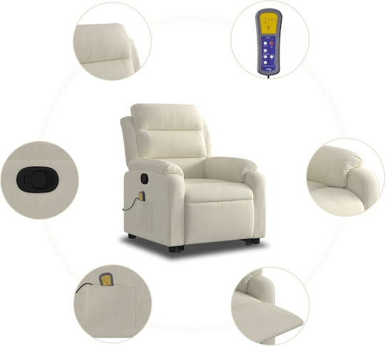 Relaxsessel Friseurwaschbecken mit Fußhocker Samt Cream 75x92.5x100cm