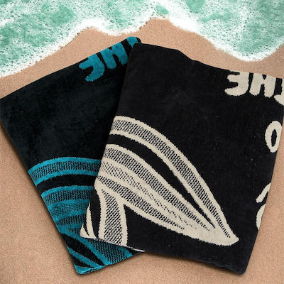 Lino Home Beach Towel Cotton Petrol Blue 160x86cm.