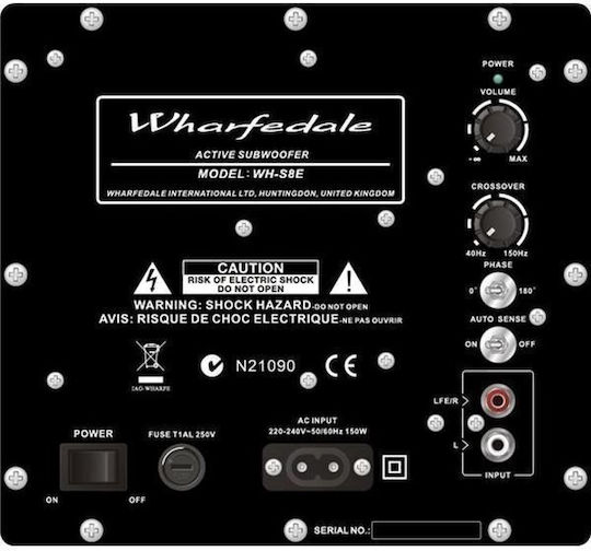 Wharfedale WH-S8E S019.31740 Active Subwoofer with Speaker 8" 70W Black