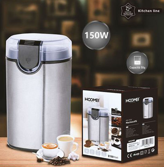 Hoomei Electric Coffee Grinder 150W for 50gr Beans Silver