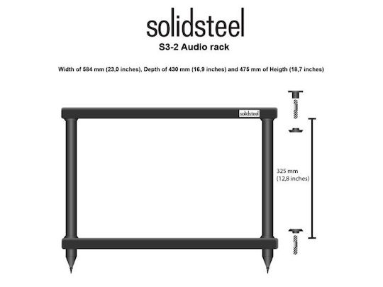 Solidsteel S3-2 Rack 2 Επιπέδων Walnut 58.4x47.5x43cm