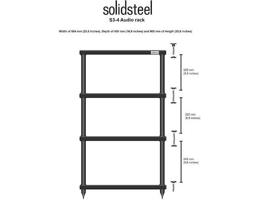 Solidsteel S3-4 Rack 4 Ebenen Schwarz 58.4x90.5x43cm