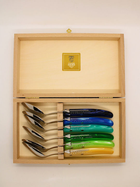 Claude Dozorme Laguiole Löffelset Abendessen Edelstahl Blue Green 6Stück