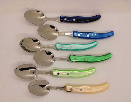 Claude Dozorme Laguiole Spoon Set Dinner Stainless Blue Green 6pcs