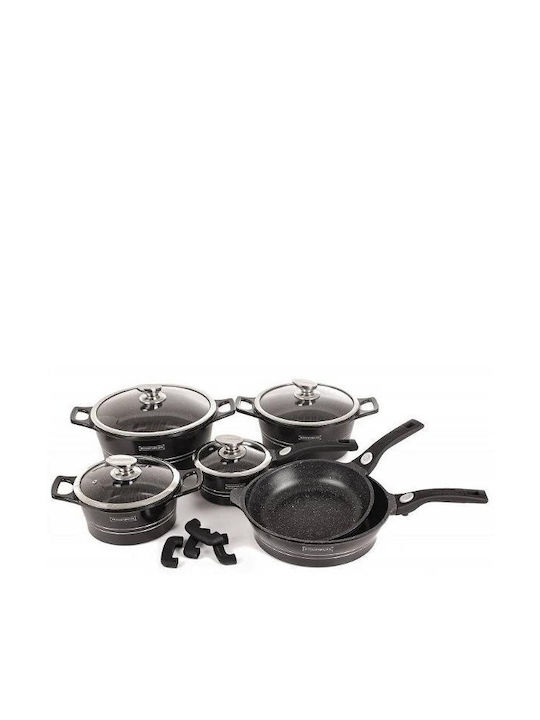 Royalty Line Set de vase de gătit din aluminiu Black cu strat de piatră 14buc