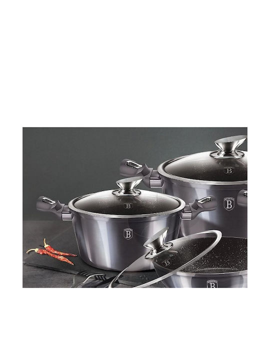 Berlinger Haus Metallic Line Cookware Set Made of Aluminum Carbon Pro with Stone Coating 6 Pieces