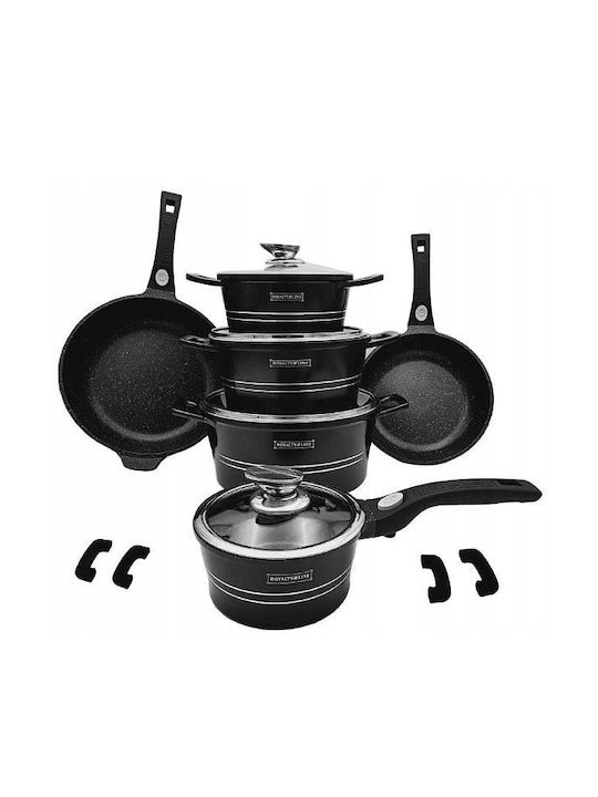 Royalty Line Set de vase de gătit din aluminiu Black cu strat de piatră 14buc
