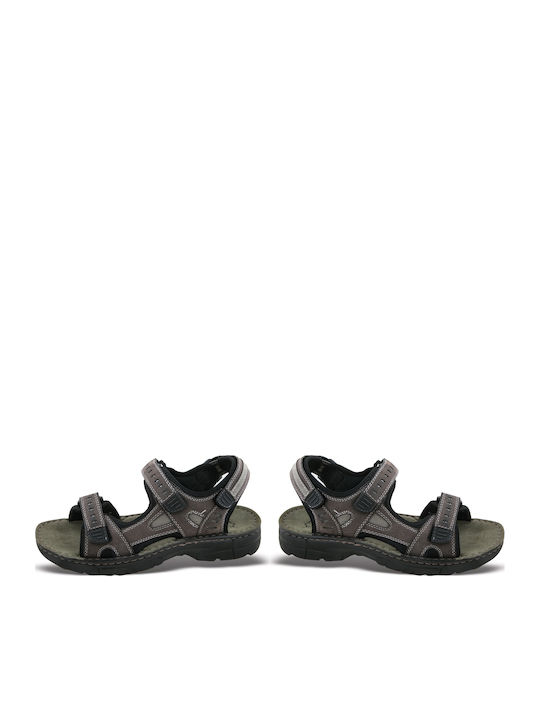 Leder Herrensandalen in Gray Farbe