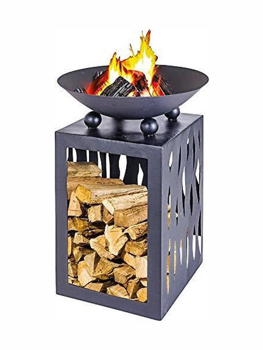 Ambiance Kamin Draußen Metallisch Schwarz 44x44x63cm