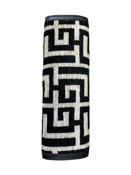 Erofili Δερμάτινη Γυναικεία Τσάντα Χιαστί Beige Black Chenille Labyrinth