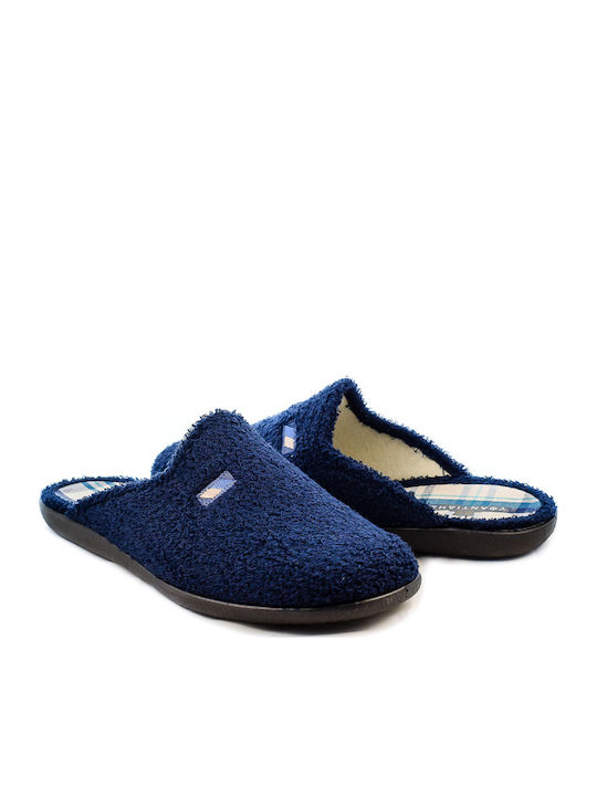 Frottee Herrenhausschuhe Blau