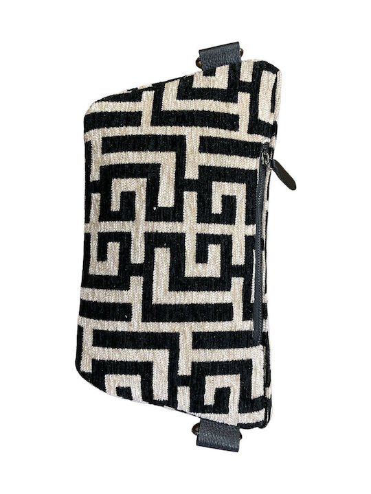 Urania I Leather Women's Bag Crossbody Black Beige Chenille Labyrinth