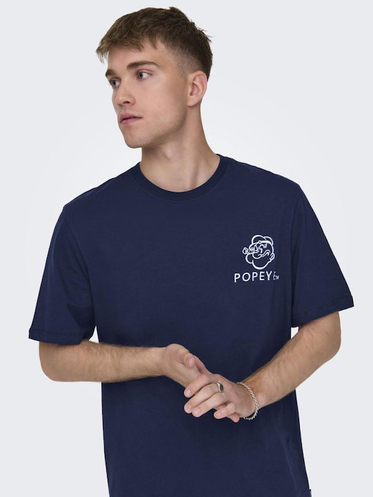 Only & Sons Popeye Tricou Albastru marin Bumbac
