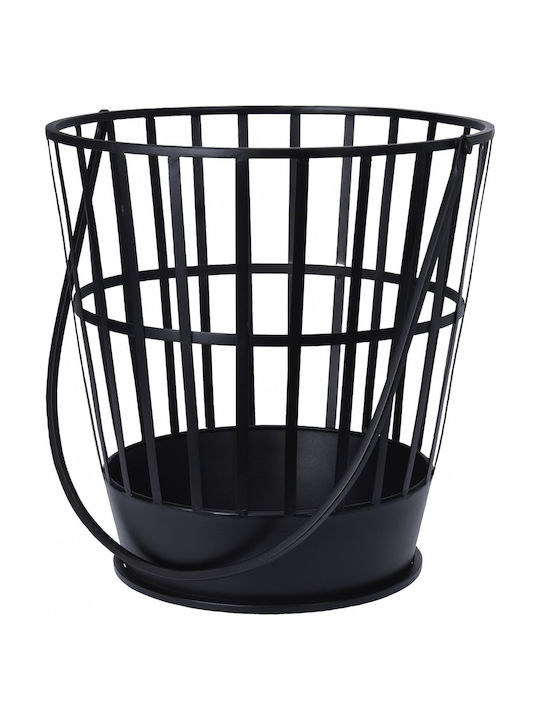 JK Home Decoration Μεταλλικό Καλάθι Αποθήκευσης Ξύλων 26.5x36.5x39cm Μαύρο