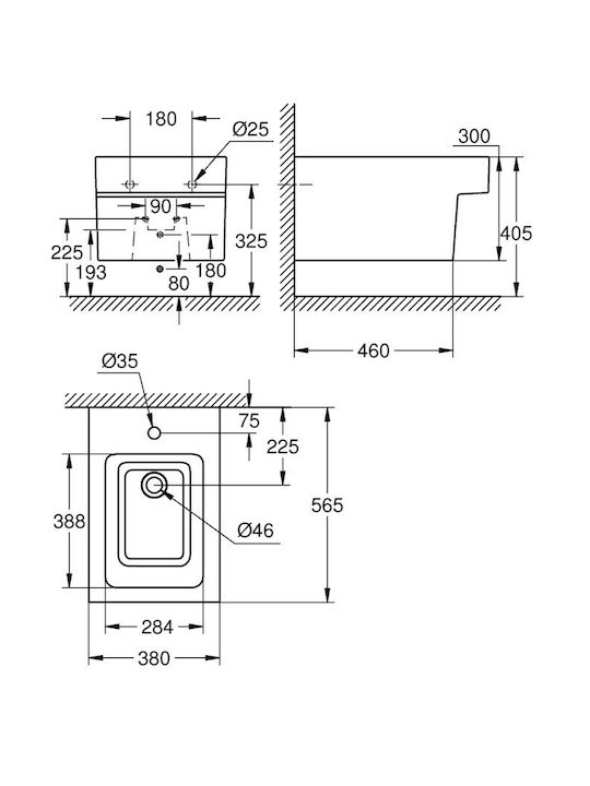 Grohe Cube Pure Guard Μπιντέ Κρεμαστό 38x56.5cm