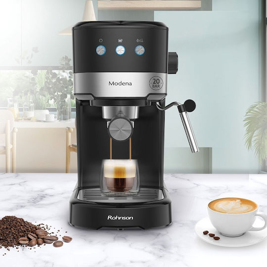 Rohnson Modena Espressomaschine 1100W Druck 20bar Schwarz