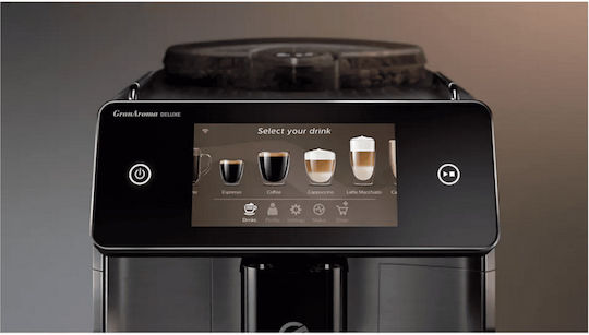 Saeco GranAroma Deluxe Автоматична Еспресо Кафемашина 1500W Налягане 15bar за Капучино с Мелачка и Wi-Fi Черна SM6682/10