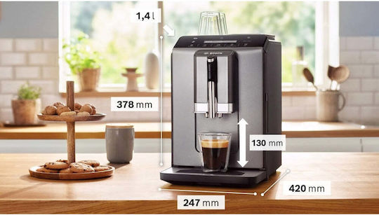 Bosch Αυτόματη Μηχανή Espresso 1300W Πίεσης 15bar με Μύλο Άλεσης Μαύρη TIE20504