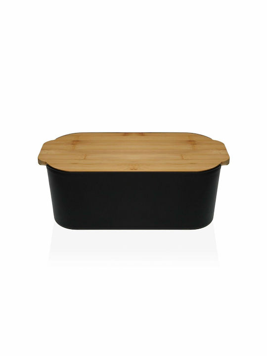 Versa Bamboo Bread Box Black 18.5x12x33cm