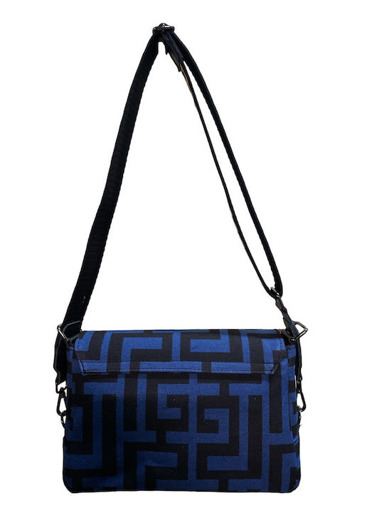 Midneto Phivos I Damen Tasche Crossbody Blue Black Labyrinth