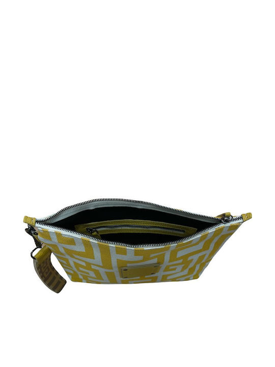 Ifigenia Δερμάτινη Γυναικεία Τσάντα Χειρός Beige Yellow Labyrinth