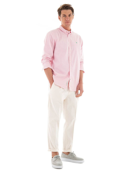 Scotch & Soda Essential Men's Shirt Long Sleeve Striped Pink