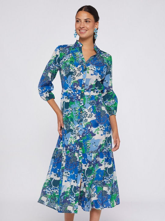 Brielle Floral Dress Blue Blue Embrille Vilagallo Blue