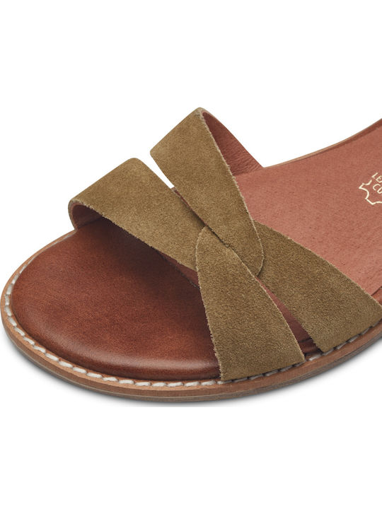 Flache Sandalen für Damen in Khaki Farbe