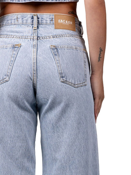 Sac & Co High Waist Women's Jeans in Straight Line Light Blue