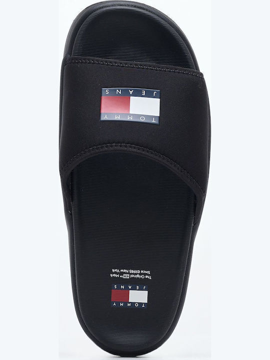Șlapi Și Sandale Chunky.Slide Negri Din Țesătură Tommy Hilfiger