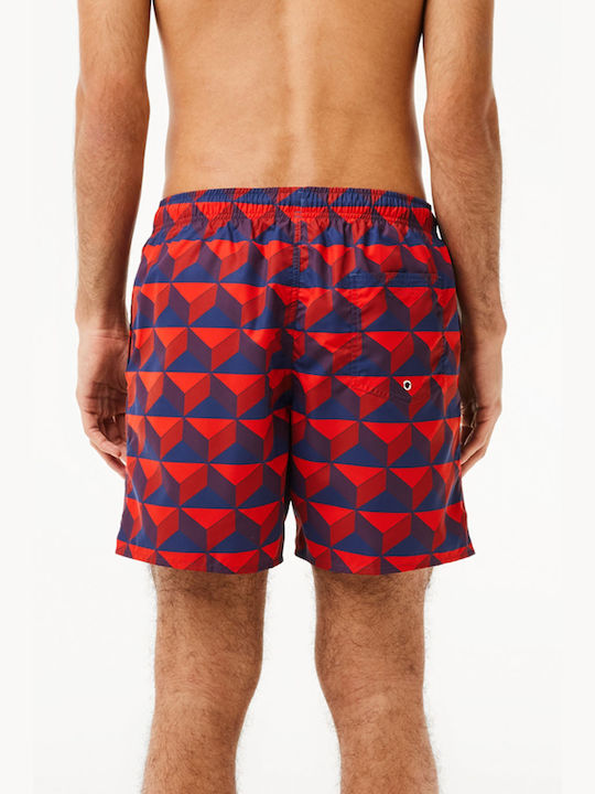 Lacoste Men's Swimwear Shorts Penumbra/alizarin-red with Patterns