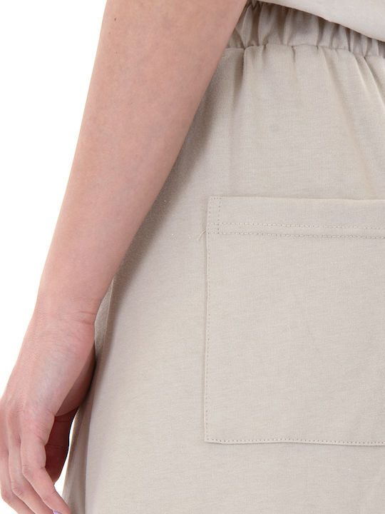 Damen Hoch tailliert Stoff Hose in Weiter Linie Black
