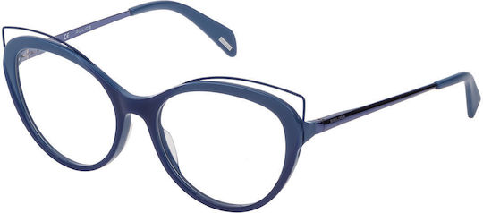 Police Eyeglass Frame Cat Eye Blue VPL930 07B1