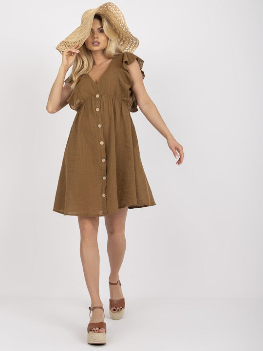 Och Bella Summer Mini Evening Dress Shirt Dress Brown