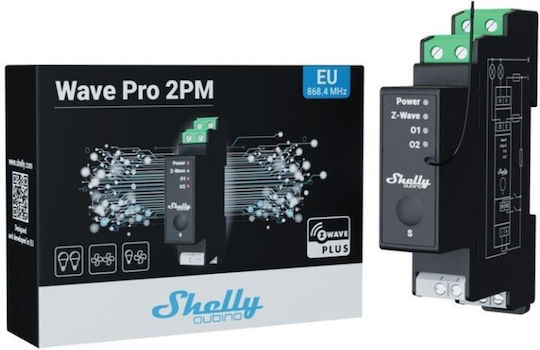 Shelly Qubino Wave Pro 2PM Smart Z-Wave Rail Relay 2 Contacts 16A (25 Total) With Consumption Measurement