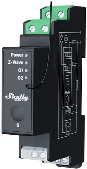 Shelly Qubino Wave Pro 2PM Smart Z-Wave Rail Relay 2 Contacts 16A (25 Total) With Consumption Measurement