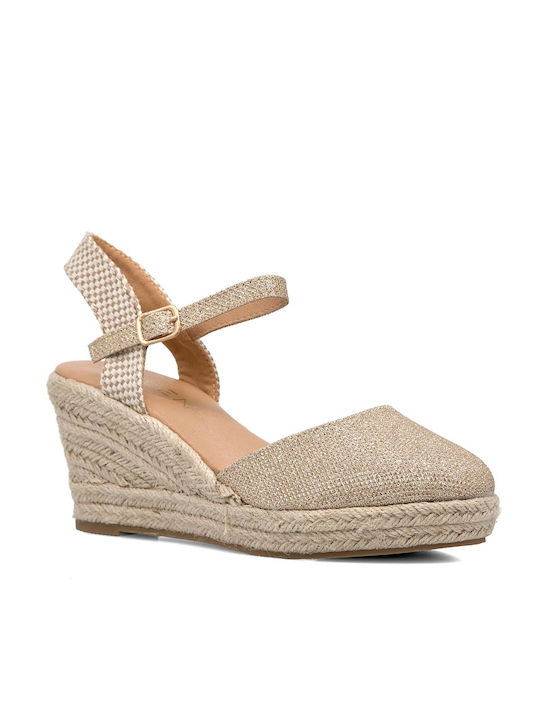 Seven Women's Synthetic Leather Platform Espadrilles Gold