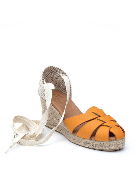 Pinaz Leder Espadrilles Flatform 1355 Orange 1355/ovunke