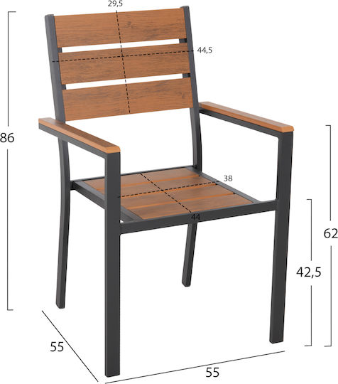 Gartenstühle Saga Anthrazit 55x55x86cm Gartenstühle Saga Anthrazit 55x55x86cm