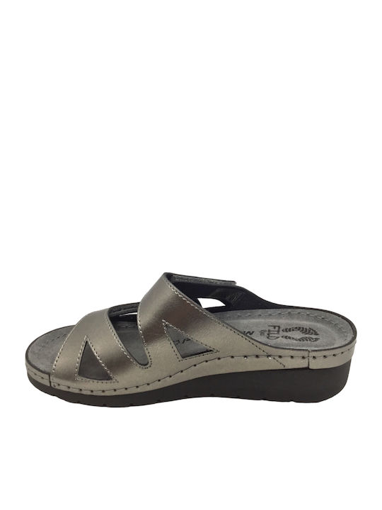 Anatomic Women's Leather Platform Wedge Sandals Silver
