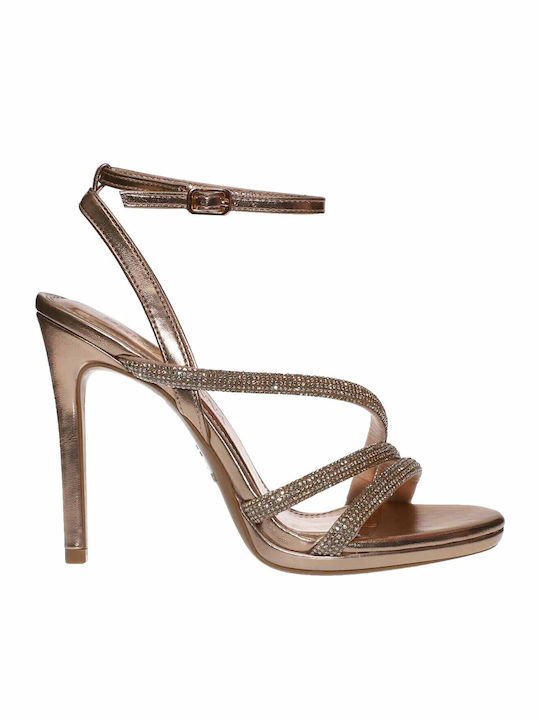 Sandalen mit Strass Copper