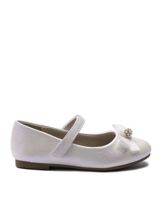 Kids Ballerinas with Hoop & Loop Closure White