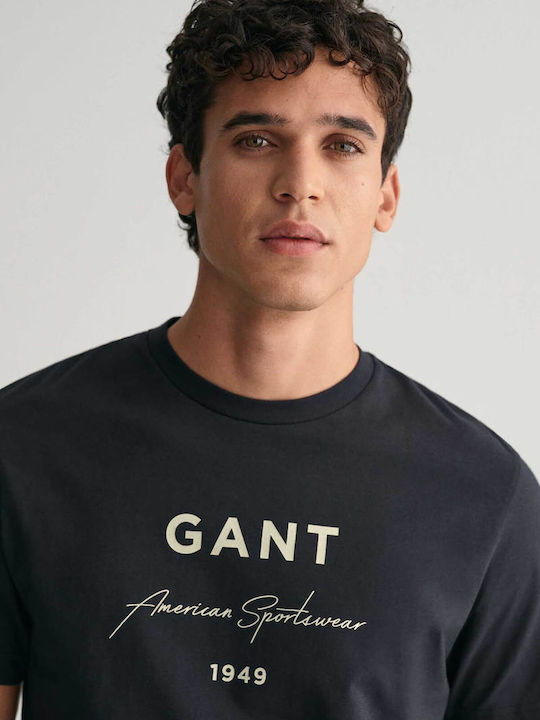 Gant Ανδρικό T-shirt Κοντομάνικο Μαύρο