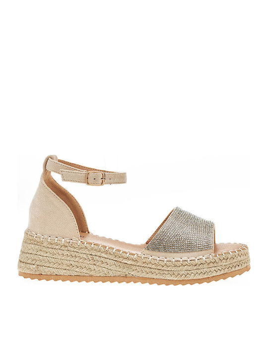 Flache Sandalen für Damen in Beige Farbe