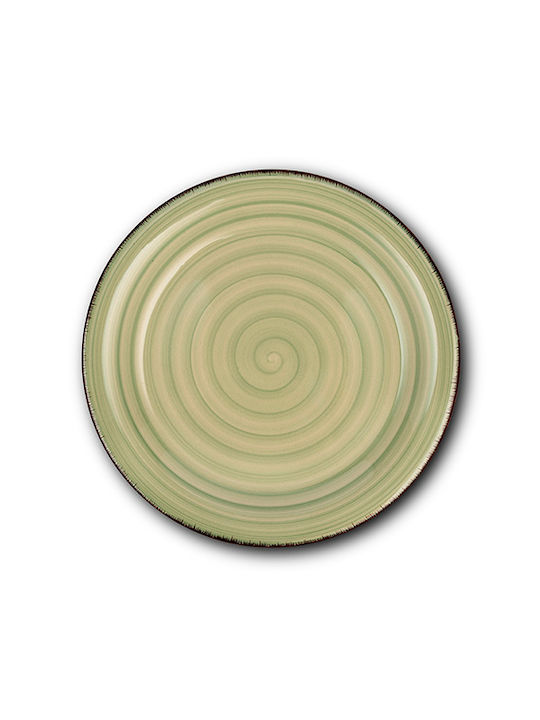 Nava Lines Plate Soup Ceramic Oil Green with Diameter 22cm