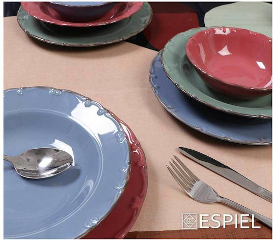 Espiel Liana Teller Suppe aus Porzellan Rot mit Durchmesser 23cm